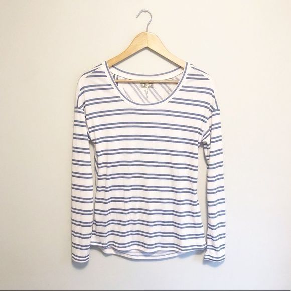 Kirra Cutout Back Striped Shirt Blue White Small - Picture 2 of 6